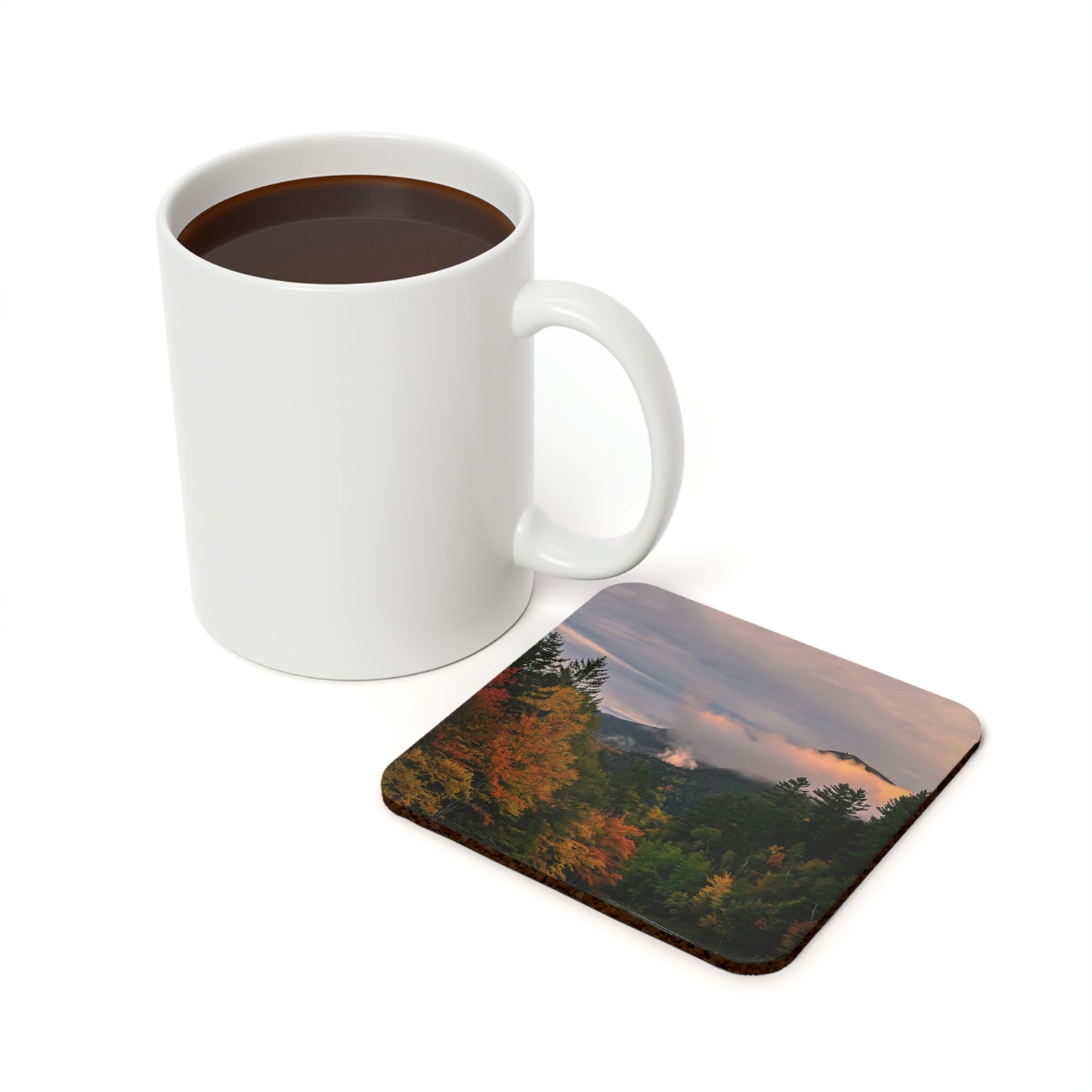 Cork Back Coaster - Autumn Morning from the Ausable River