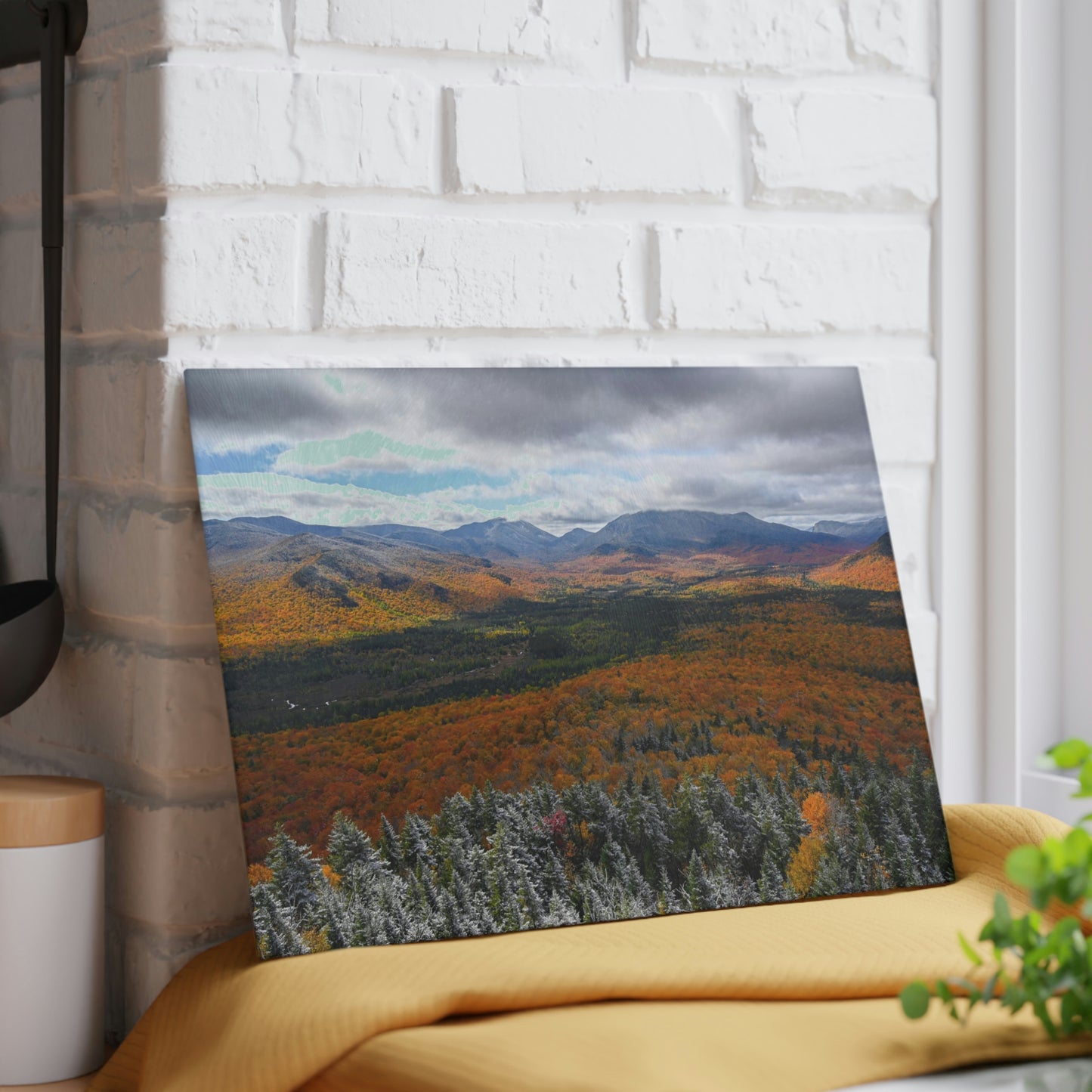 Glass Cutting Board - Frosty Fall Day, Mt. Van Hoevenberg