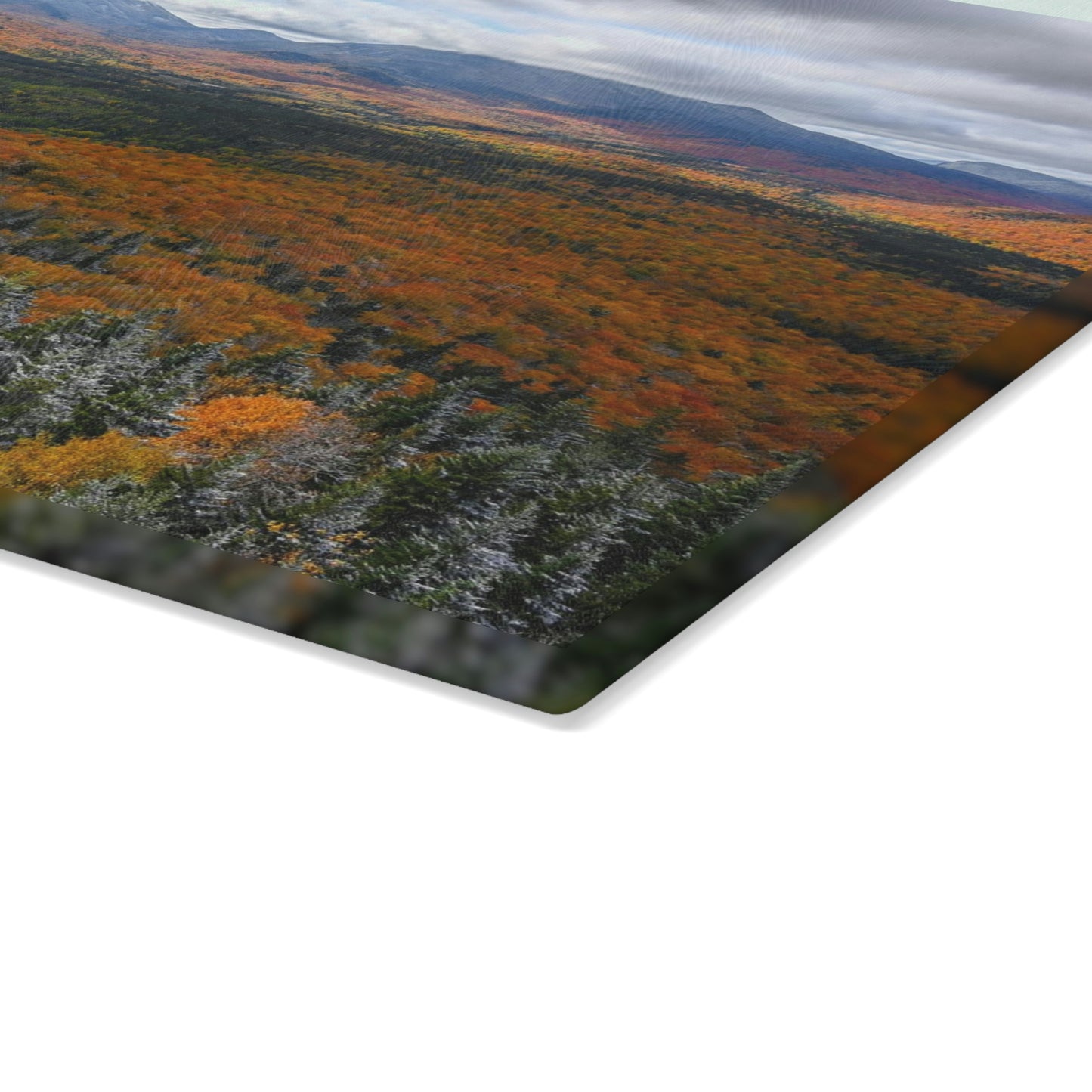 Glass Cutting Board - Frosty Fall Day, Mt. Van Hoevenberg