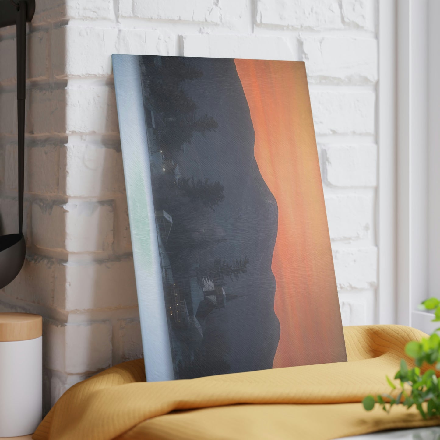 Glass Cutting Board - Mirror Lake Winter Sunrise