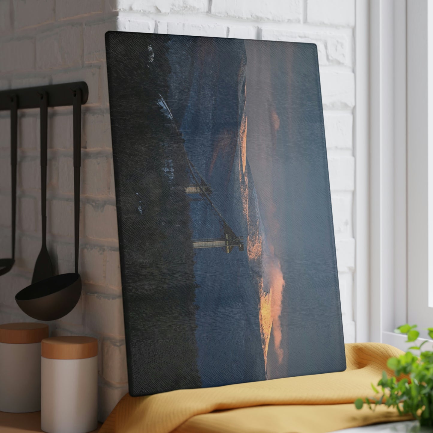 Glass Cutting Board - Olympic Ski Jumps, Lake Placid