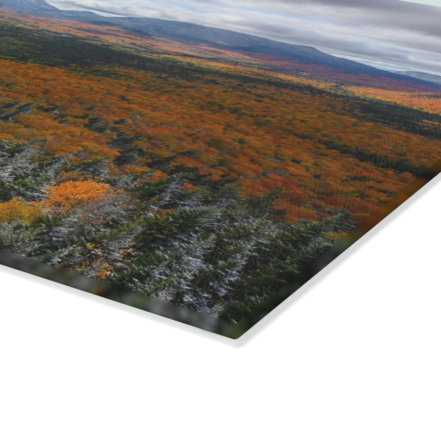 Glass Cutting Board - Frosty Fall Day, Mt. Van Hoevenberg