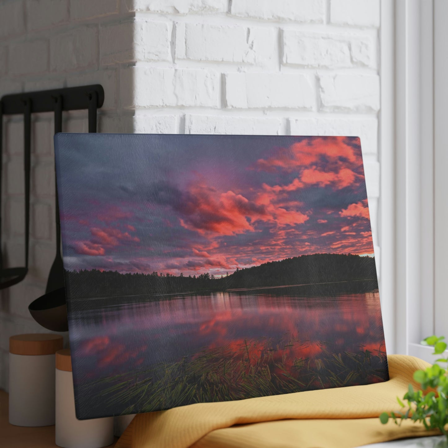 Glass Cutting Board - Reflections of Summer, Colby Lake