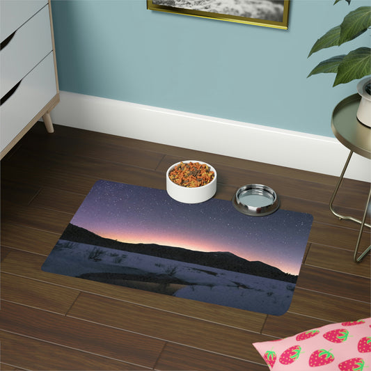 Pet Food Mat - Starlit Aurora over Whiteface Mt.