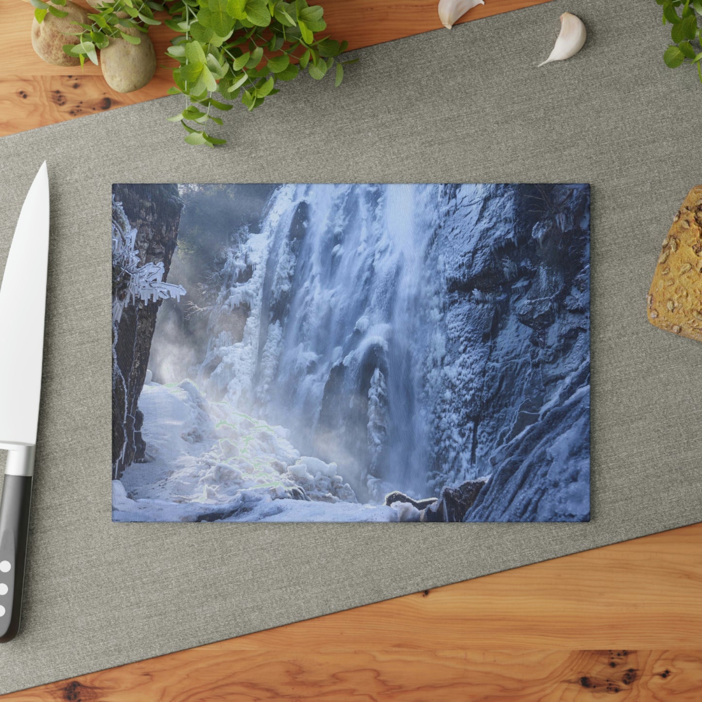 Glass Cutting Board - Frozen Rainbow Falls