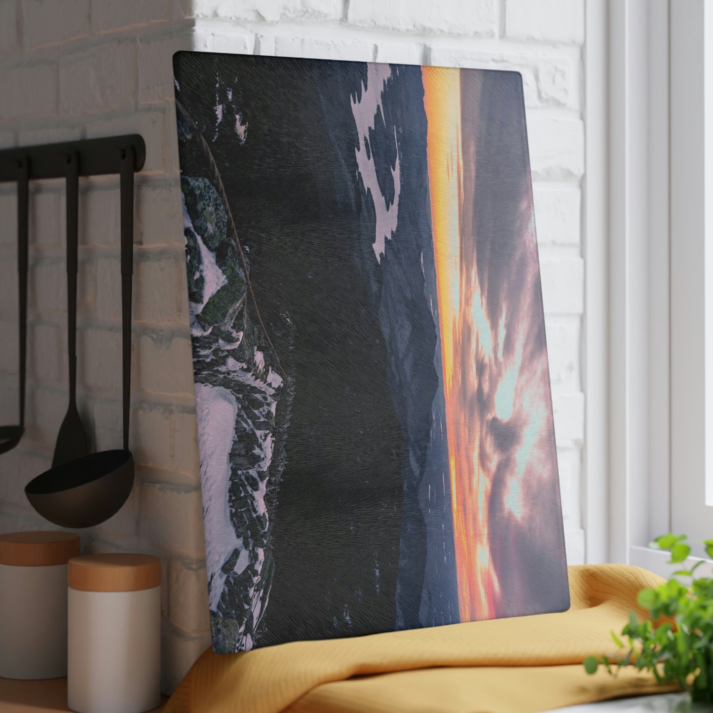 Glass Cutting Board - Lake Placid View, Whiteface Mt.