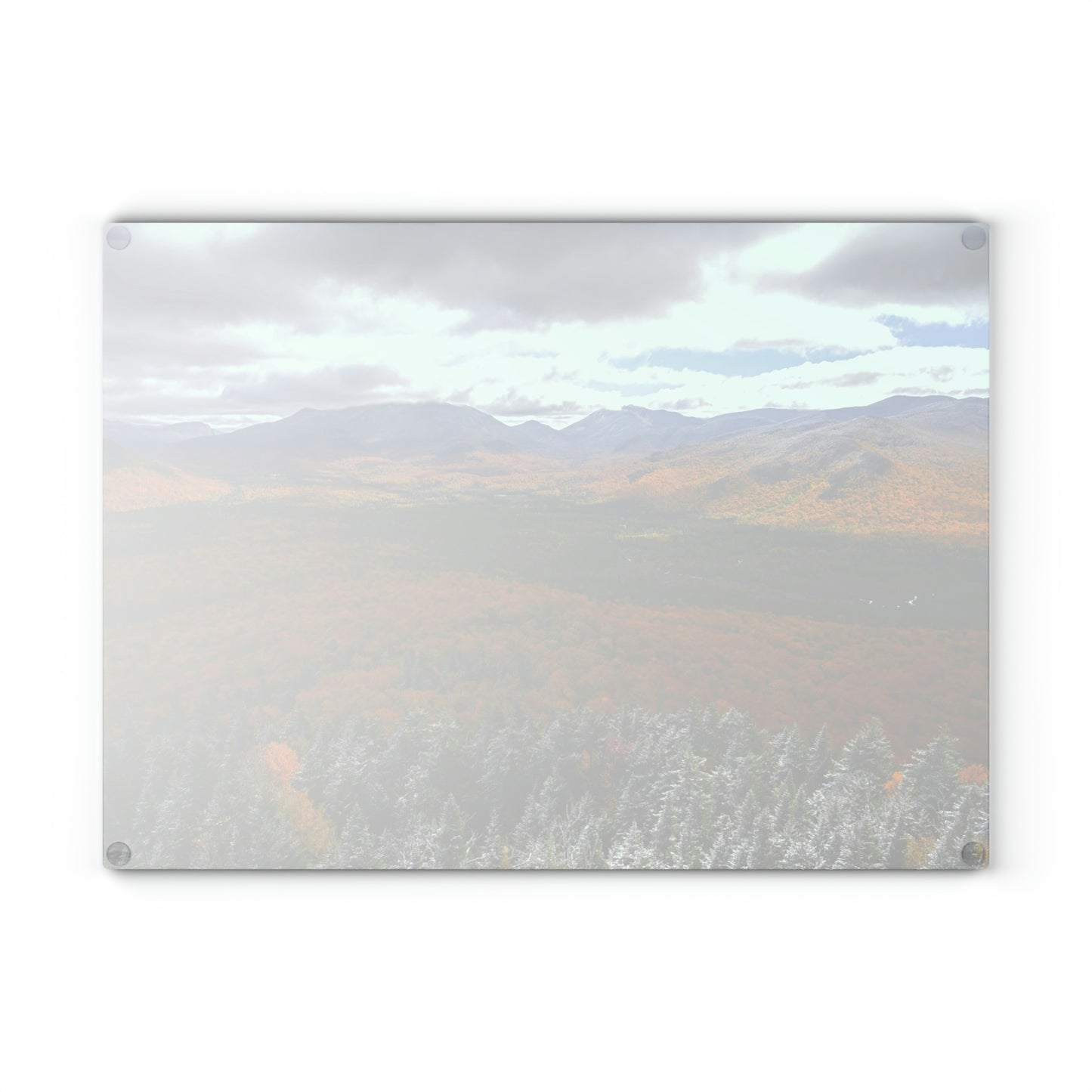 Glass Cutting Board - Frosty Fall Day, Mt. Van Hoevenberg