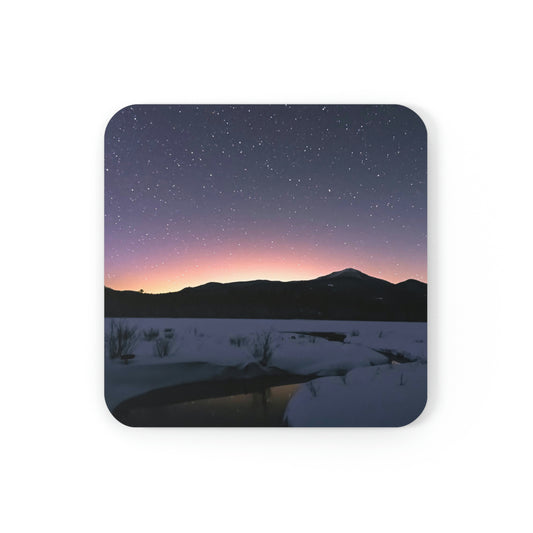 Cork Back Coaster - Starlit Aurora over Whiteface Mt.