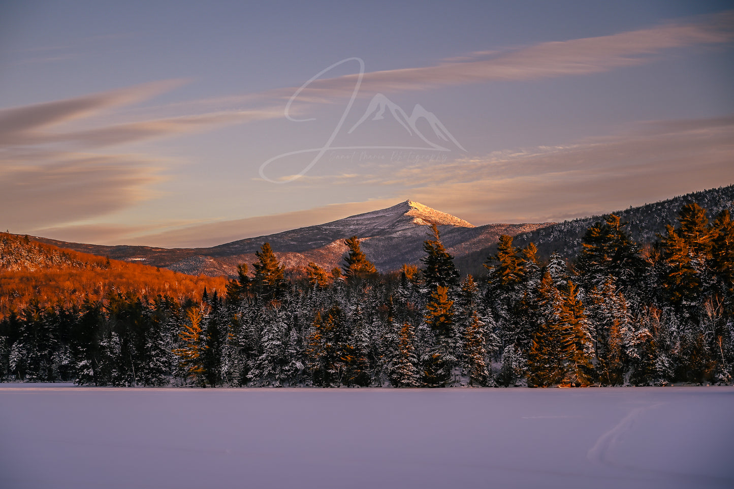 print of a Frozen alpine glow on whiteface