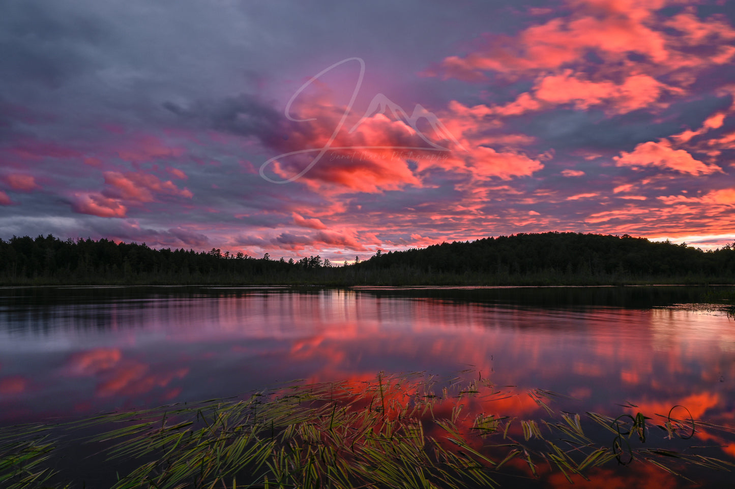 print of sunset reflections on lake colby