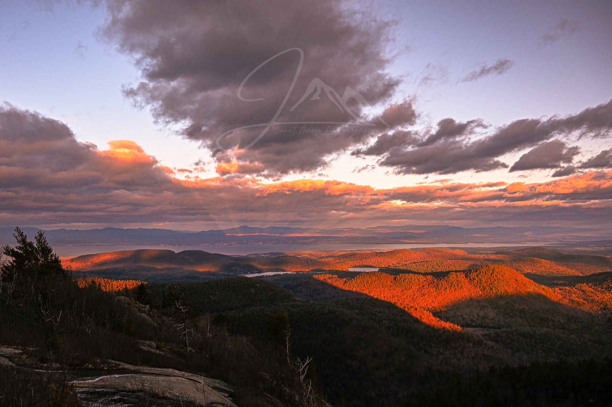 print of a Sunset from Poke-O-Moonshine Adirondack Mountains