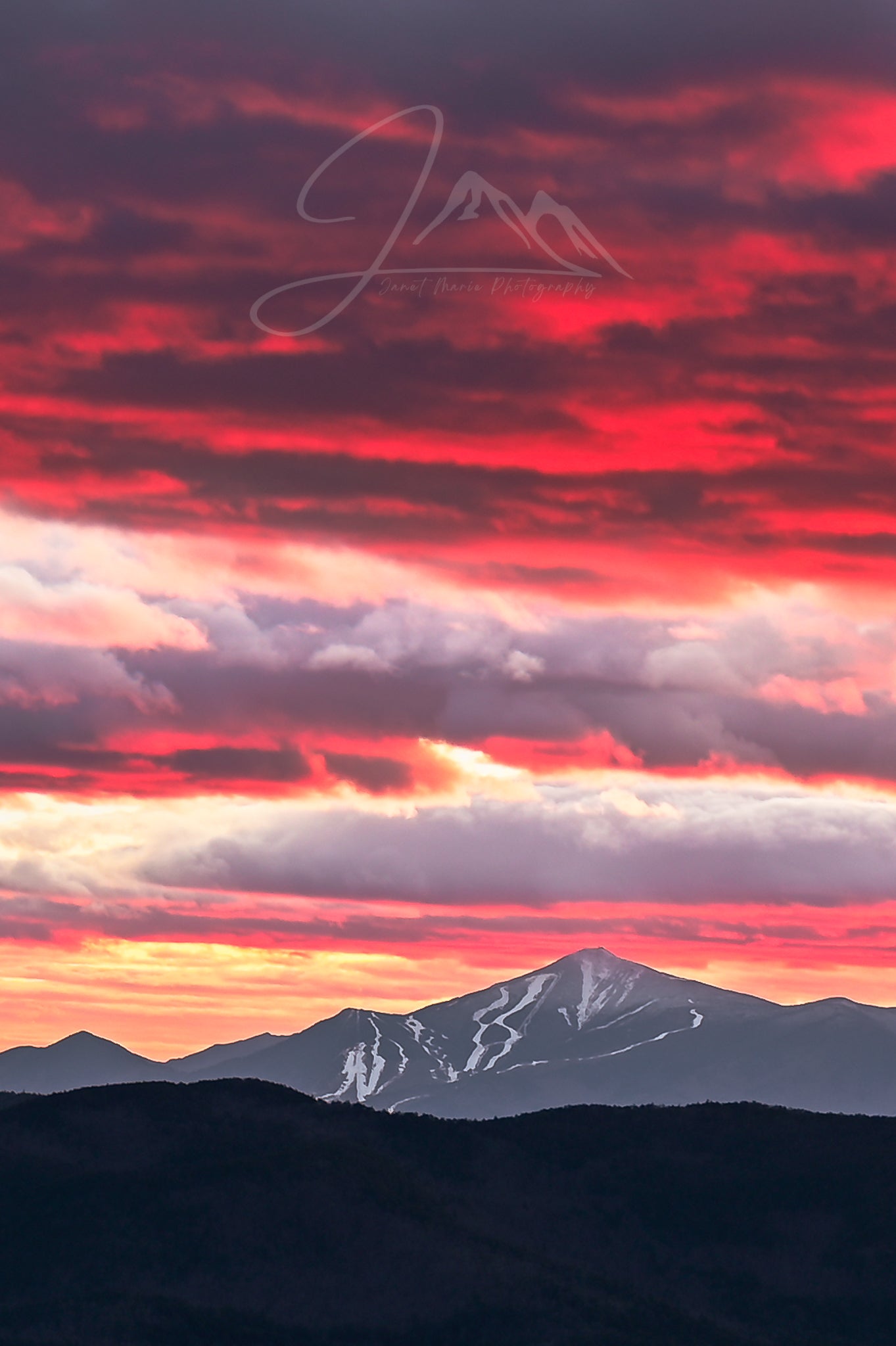 print of a sunset over whiteface mountain