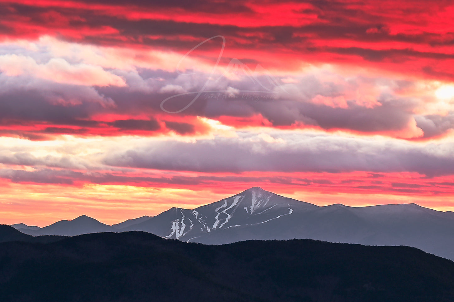 print of a sunset over whiteface mountain