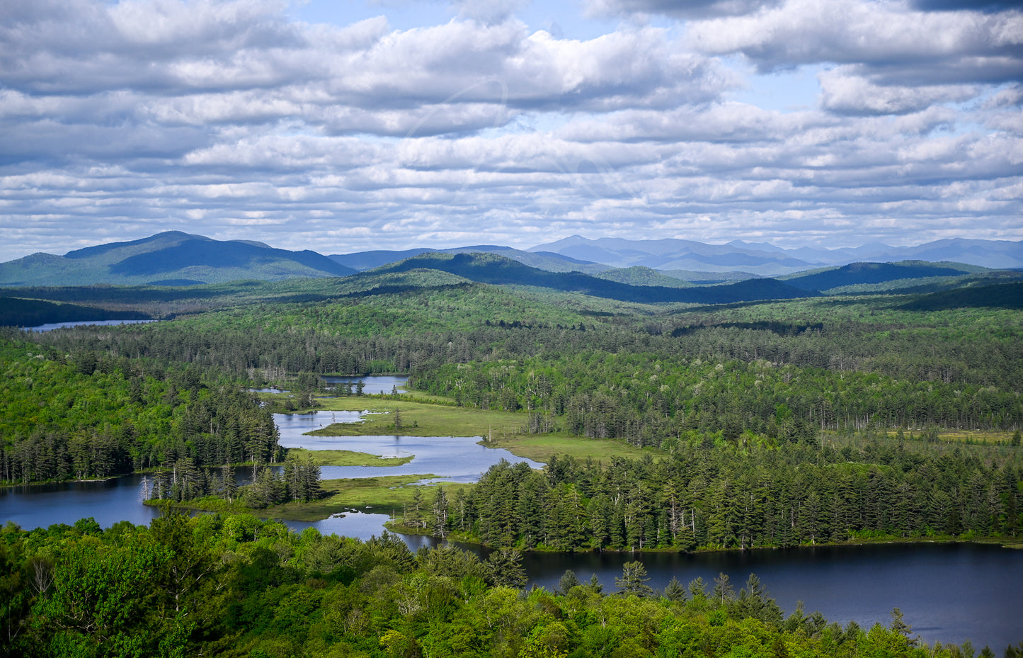 print of a river flowing through a meadow