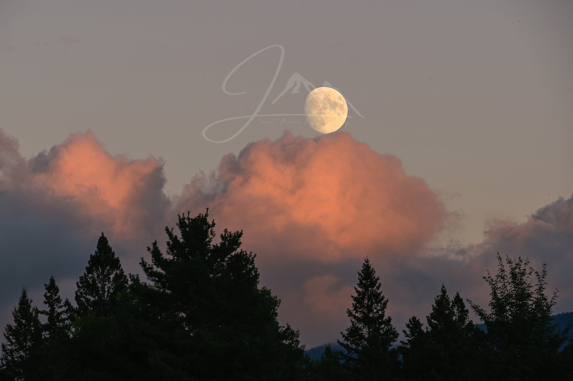 Print of a Waxing Harvest Moonrise