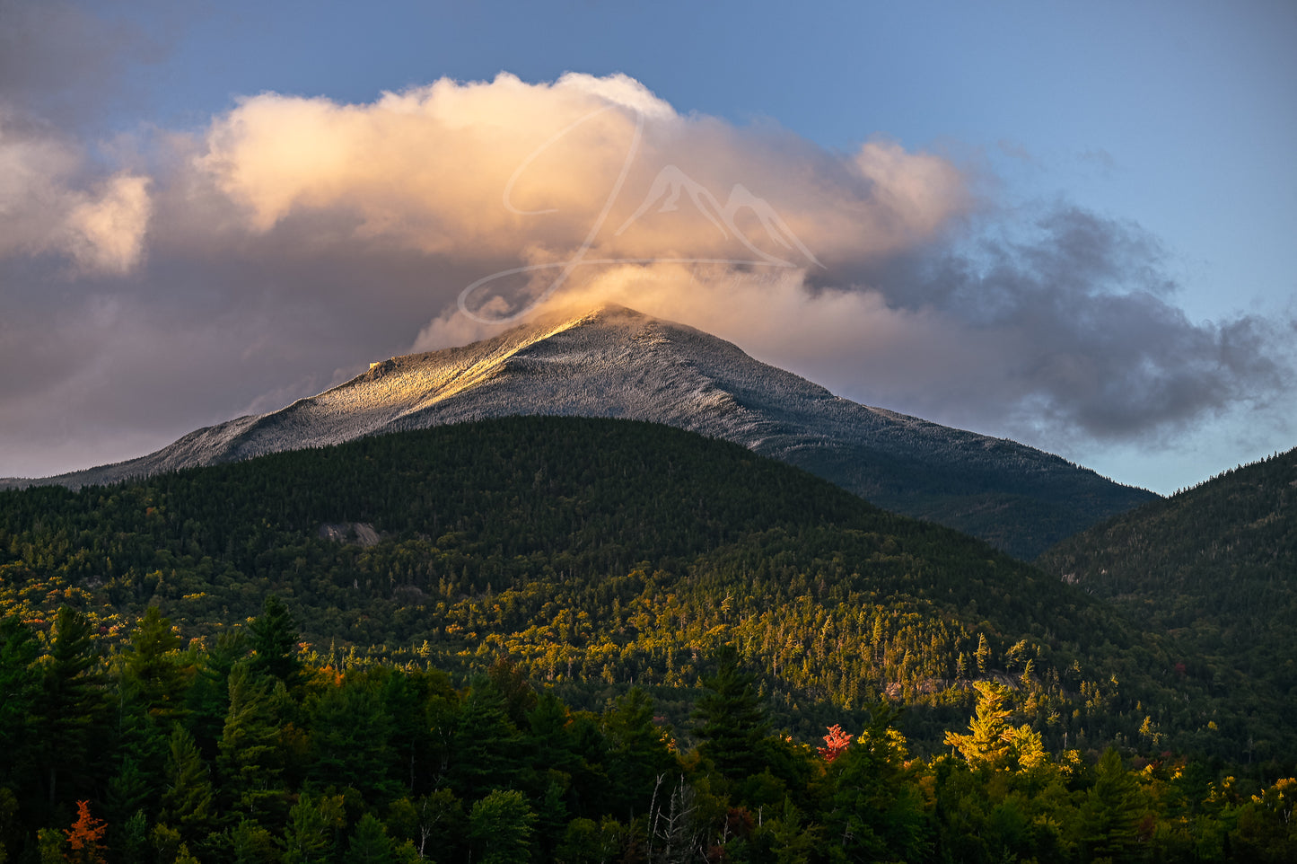 print of September Snow over Whiteface Adirondack Mountains