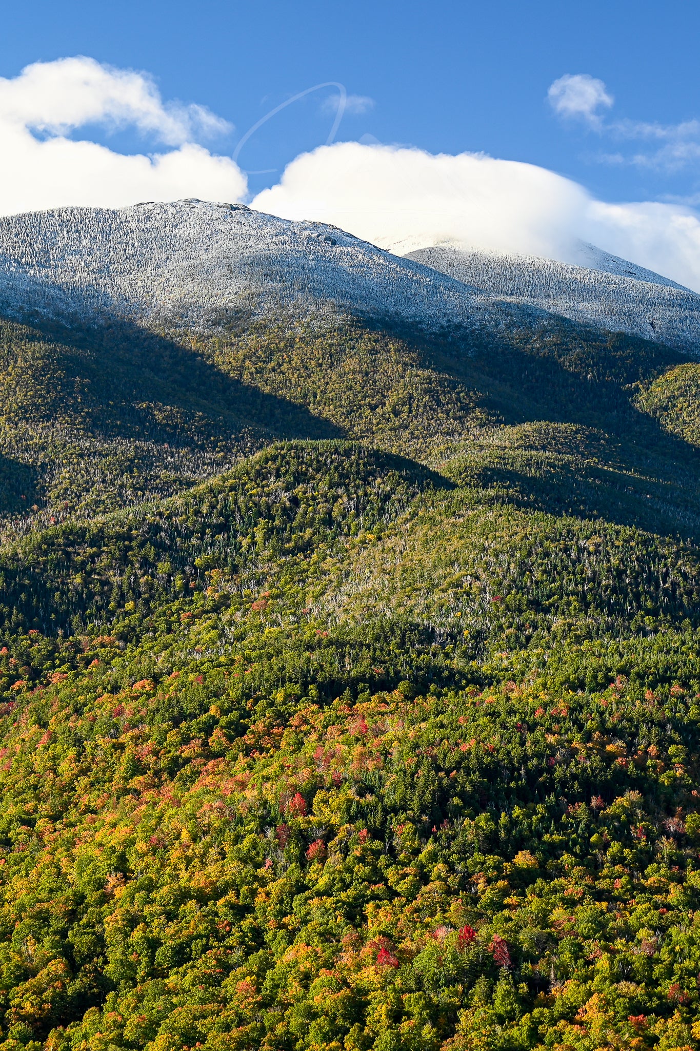 print of September Snow over the MacIntyre Range Adirondack Mountains