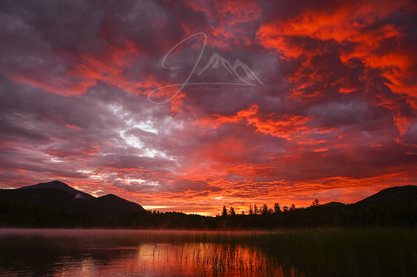 sunrise at connery pond Adirondack Mountains print of a sunrise over connery pond