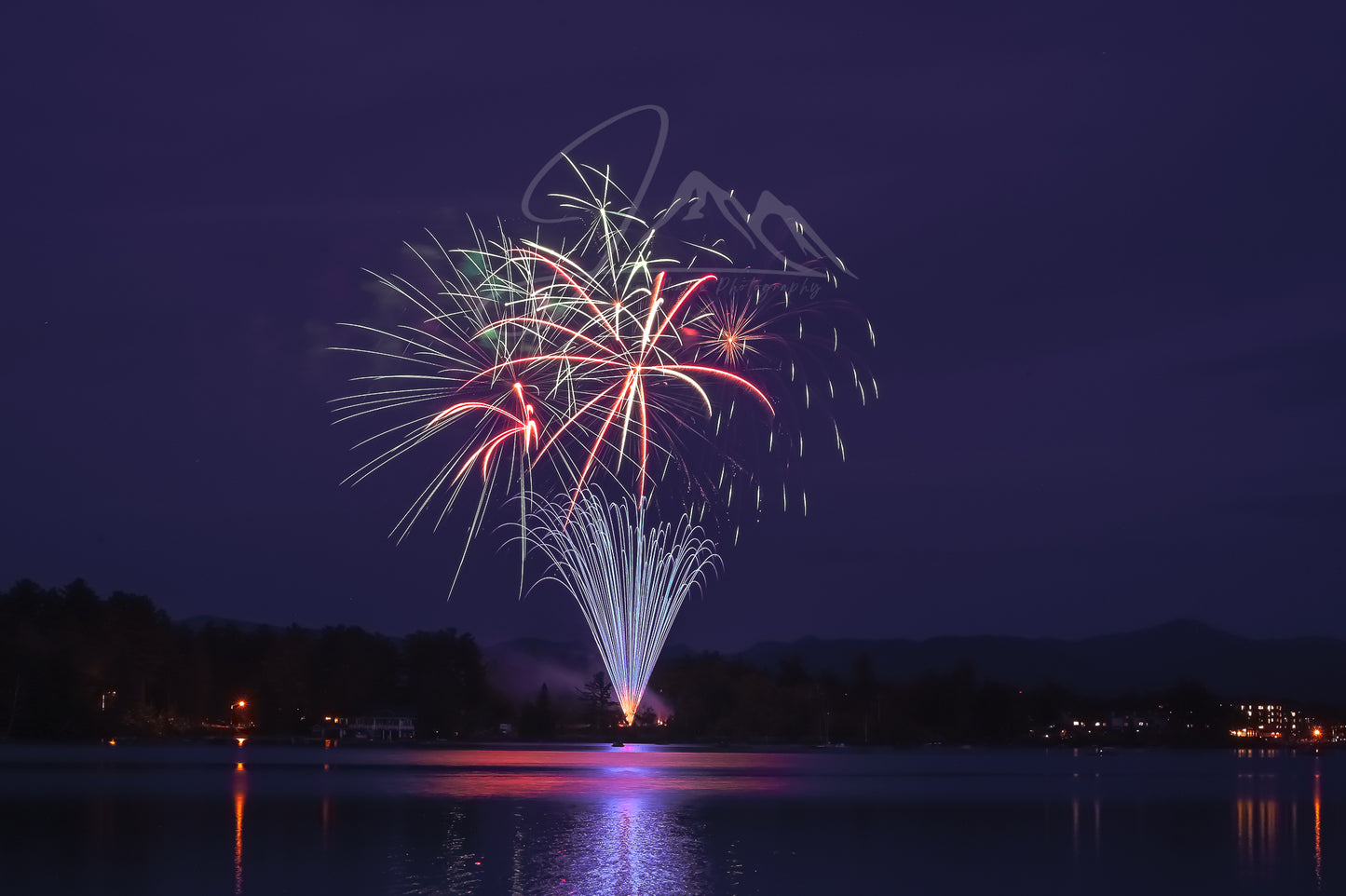 print of Mirror Lake Independence Day Fireworks