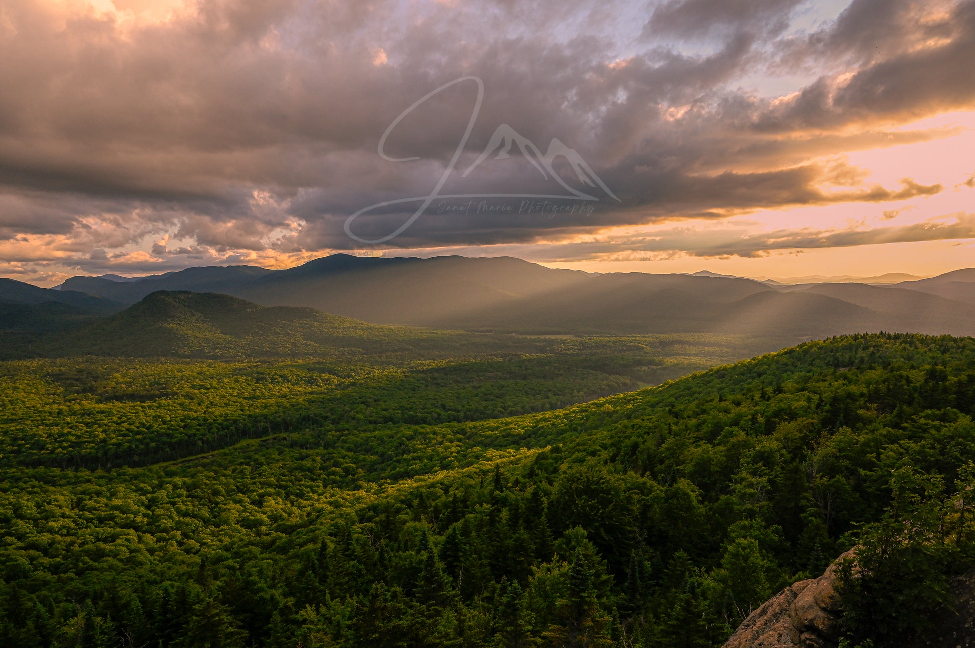 sunset over the adirondack mountains