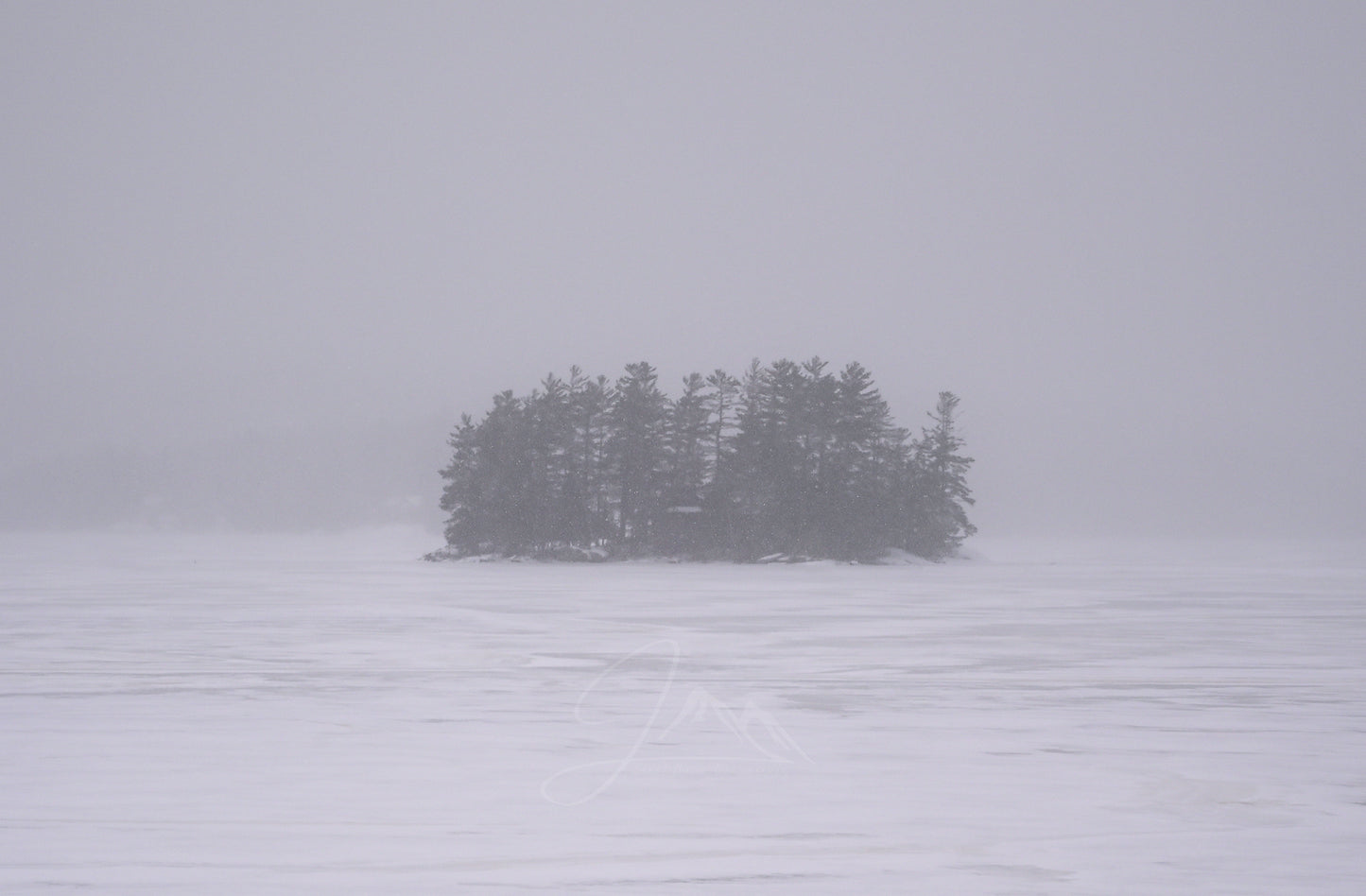 print of an island in the snow