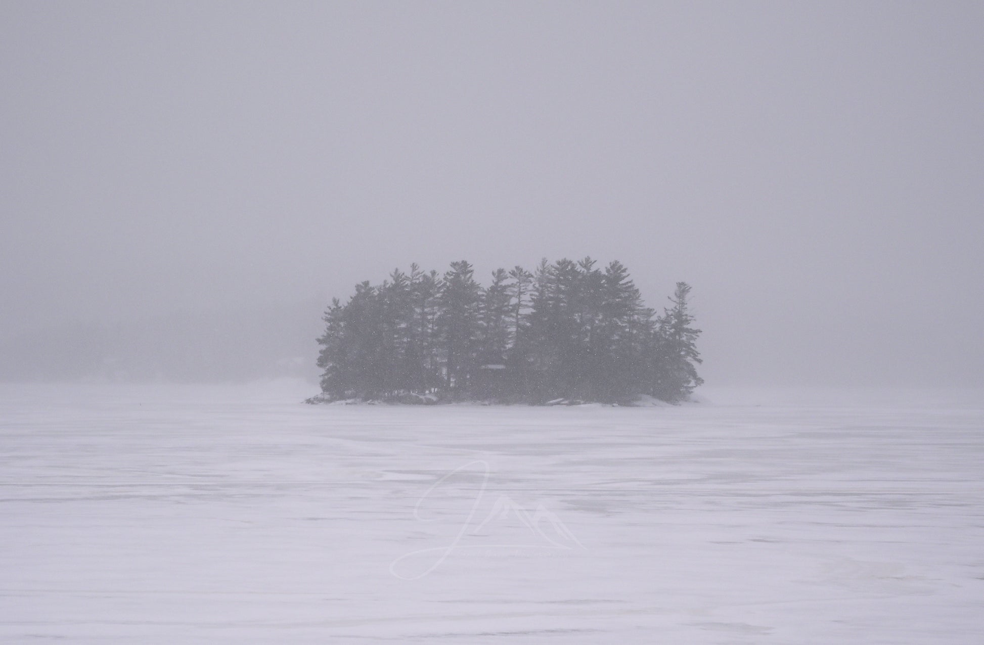 print of an island in the snow