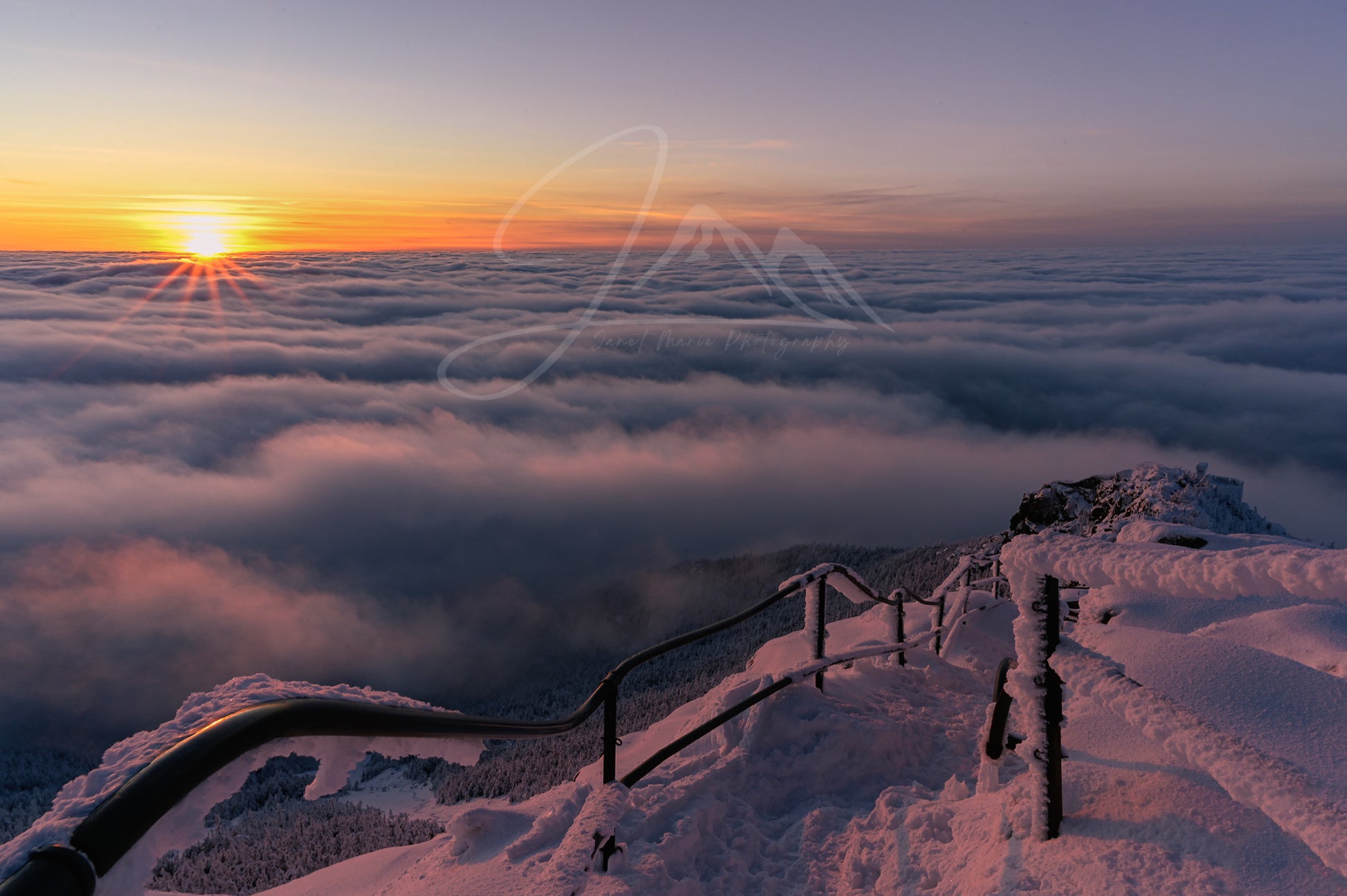 sunset of a cloud inversion sunset from whiteface mountain