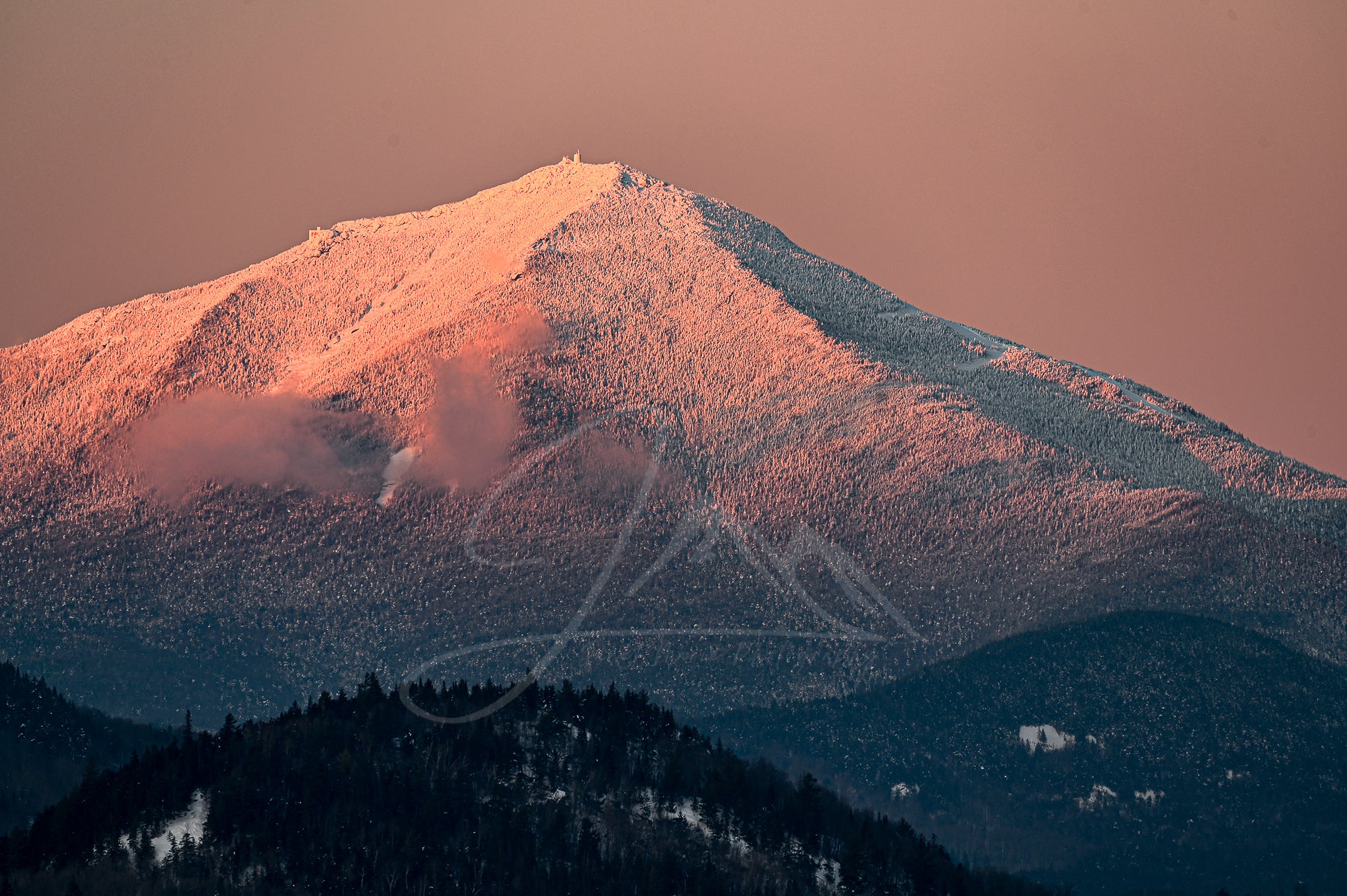 print of a Sunset Glow over Whiteface mountain