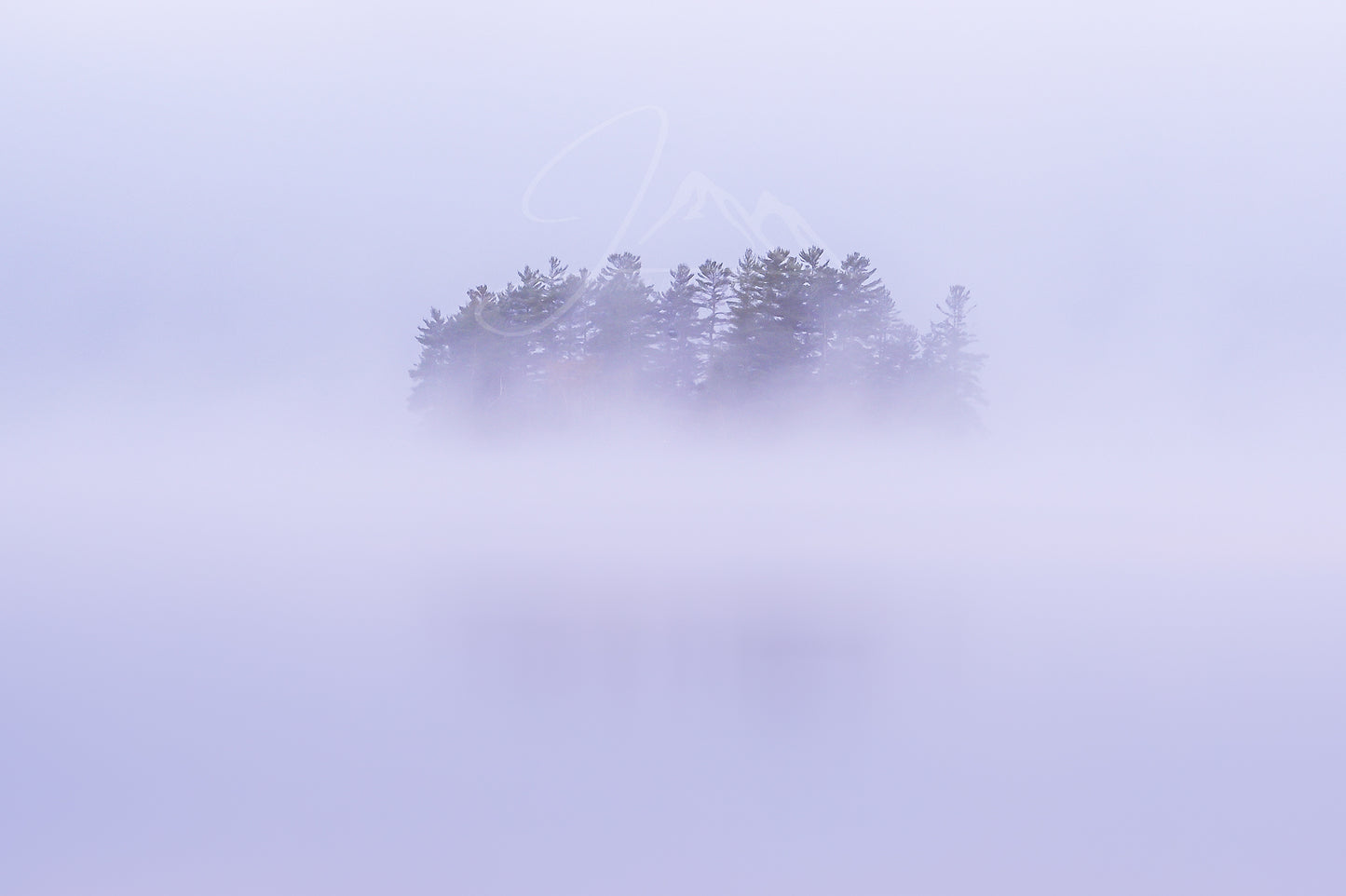 print of a Foggy morning on the lake