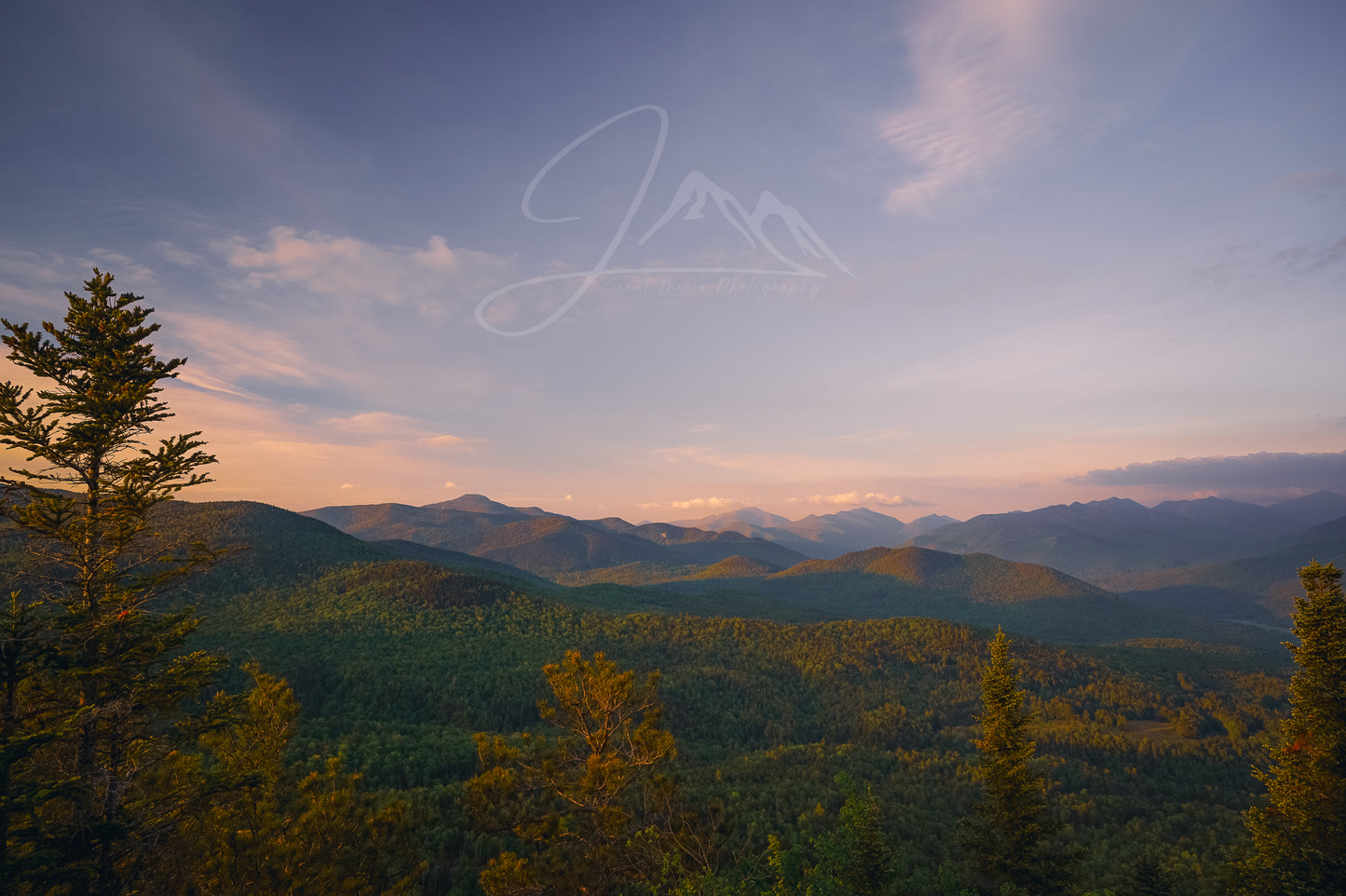Print of a Sunrise in the Adirondack Mountains