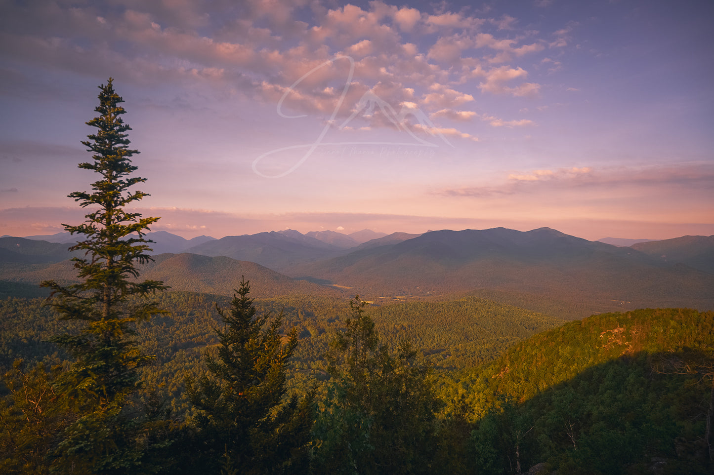 print of a Sunrise over Keene Valley in the Adirondack Mountains