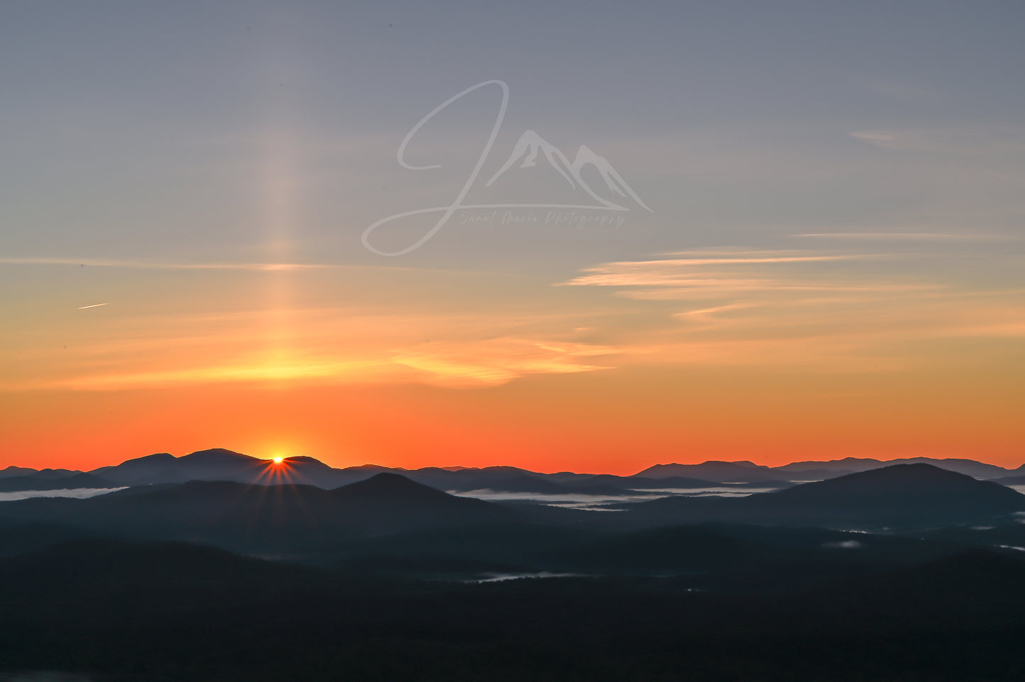 beaming summer sunrise Adirondack Mountains