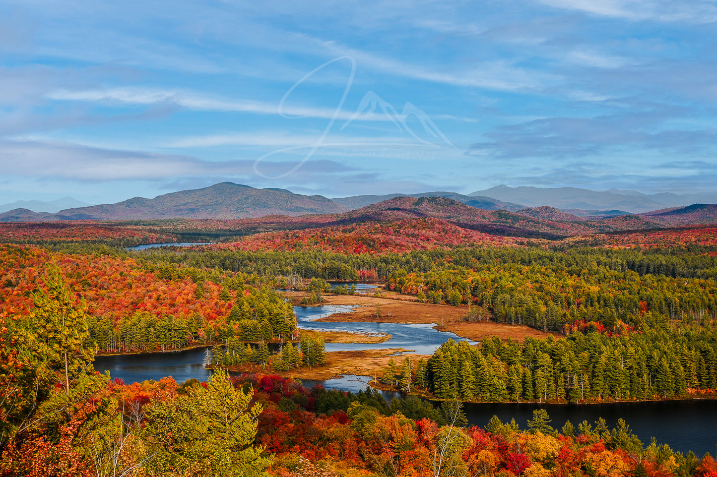 print of Fall Colors over the Bog River Adirondack Mountains