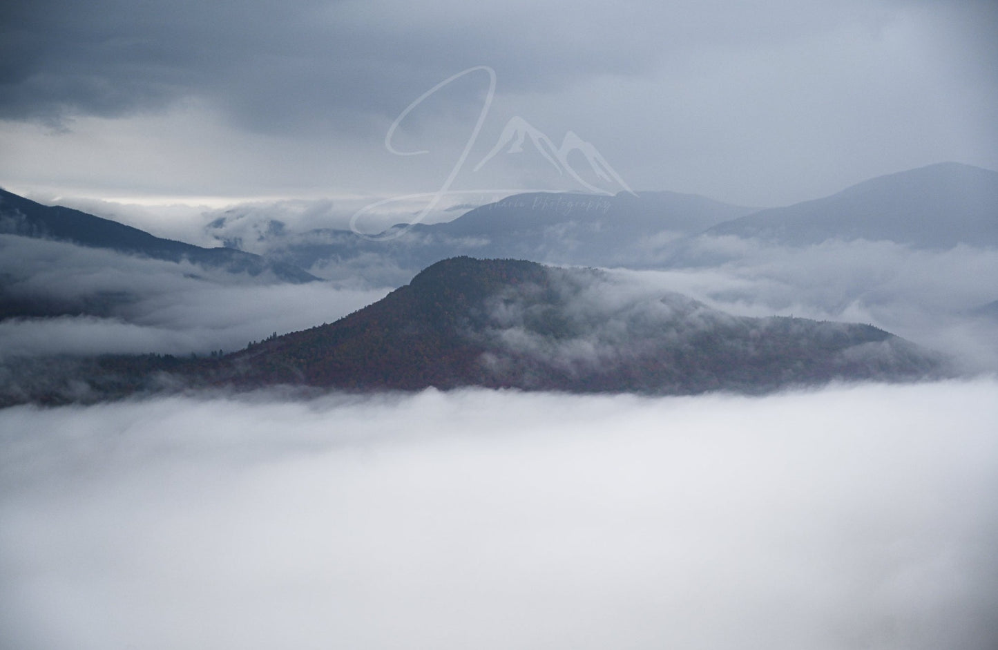 print of Mount Jo Above a Sea of Clouds