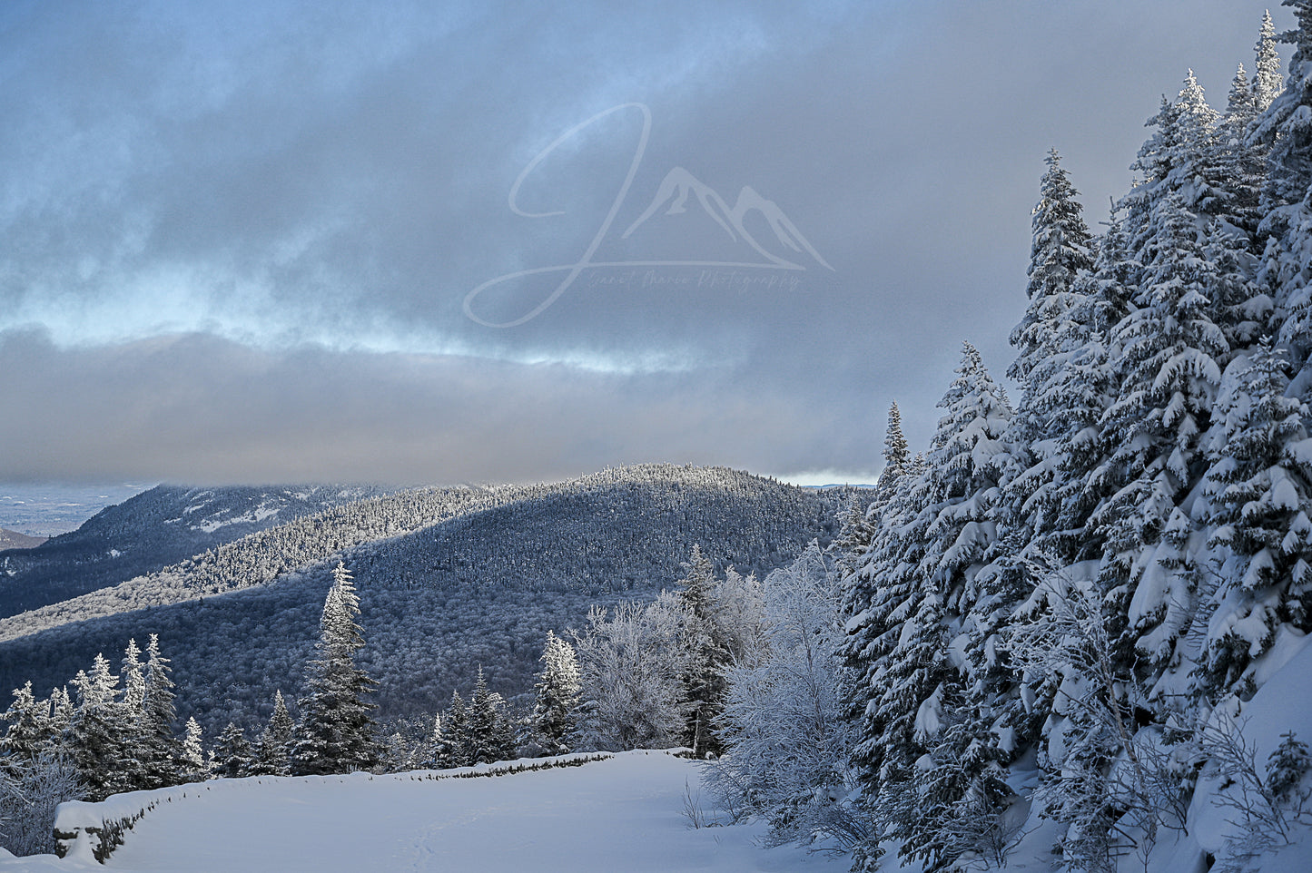 print of a Winter day from Veterans Memorial Highway on whiteface mountain