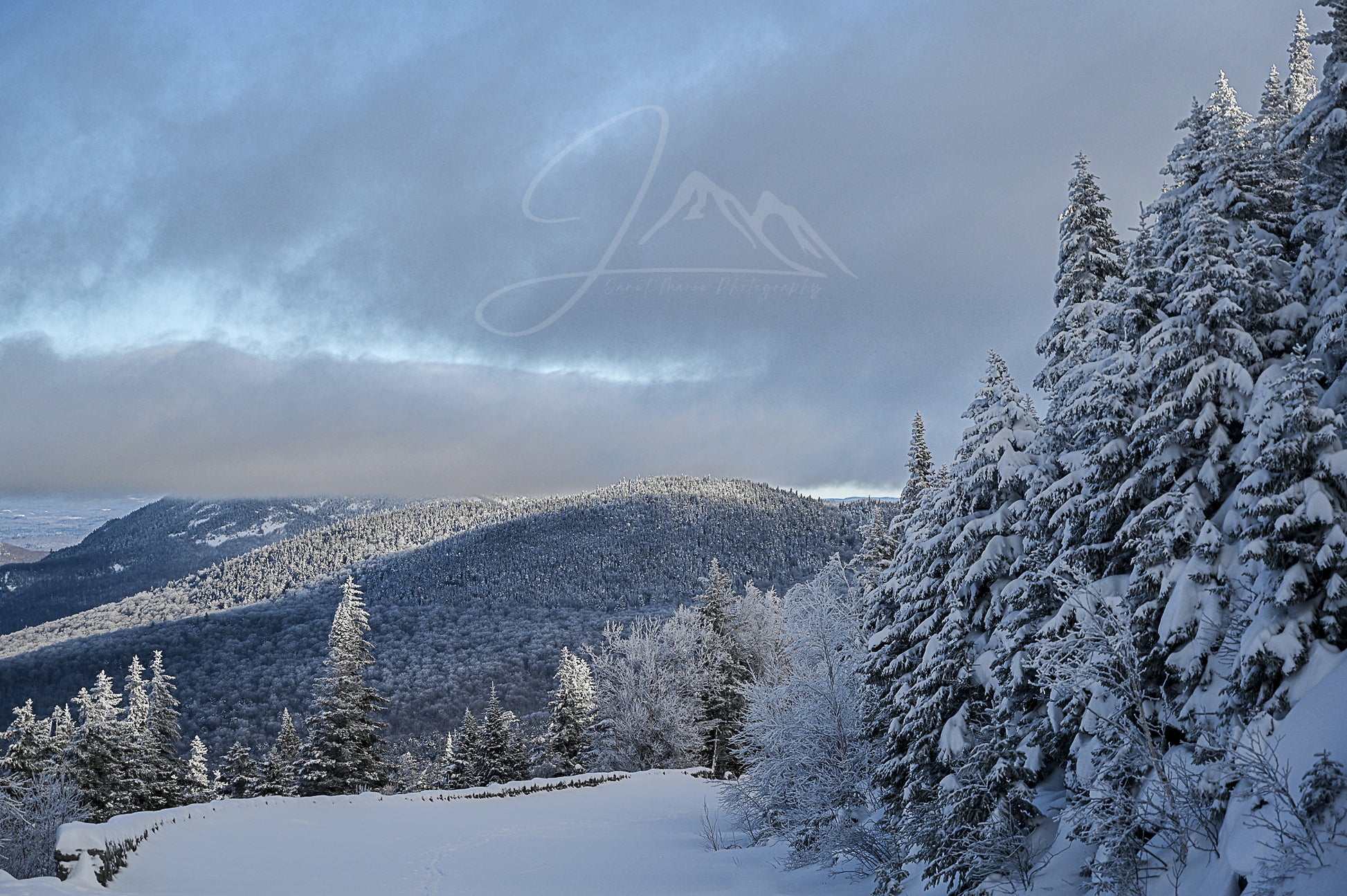 print of a Winter day from Veterans Memorial Highway on whiteface mountain