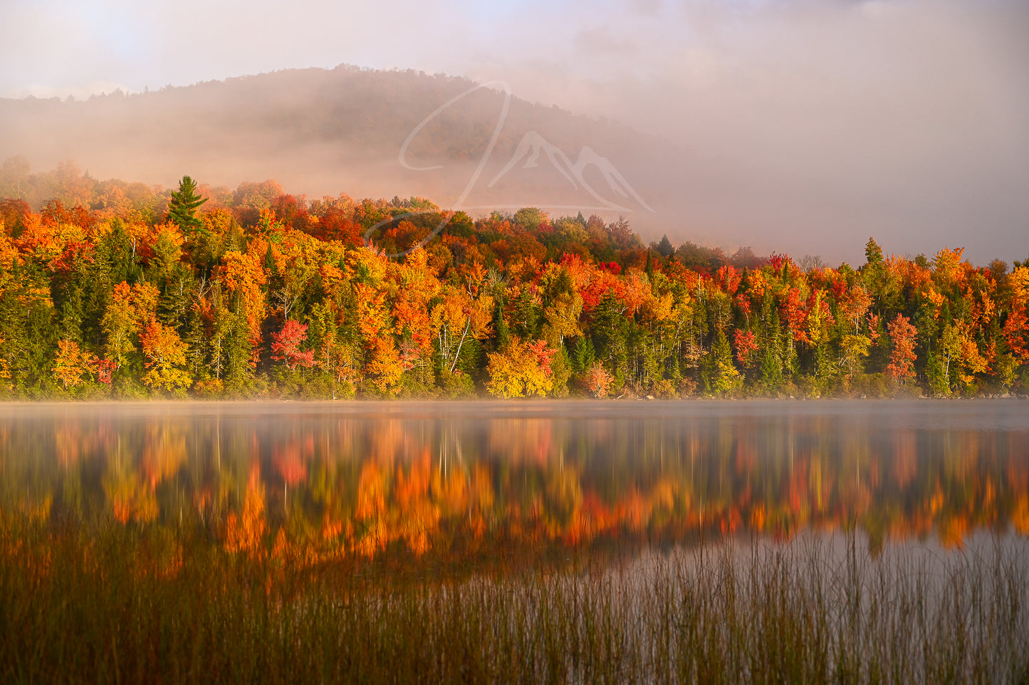 Autumn Morning Misty Reflections in the Adirondacks
