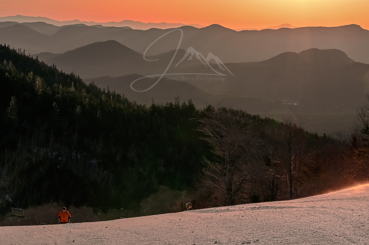 print of Earning Turns Skinning up Whiteface Mountain