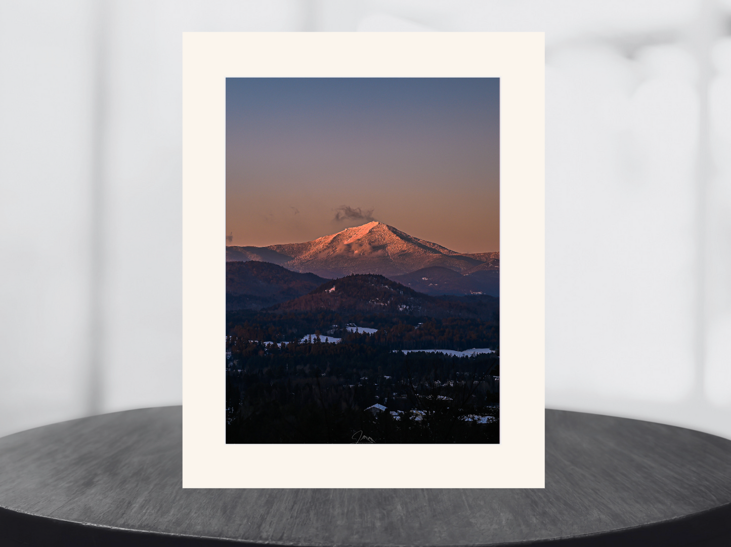 print of a sunset over lake placid