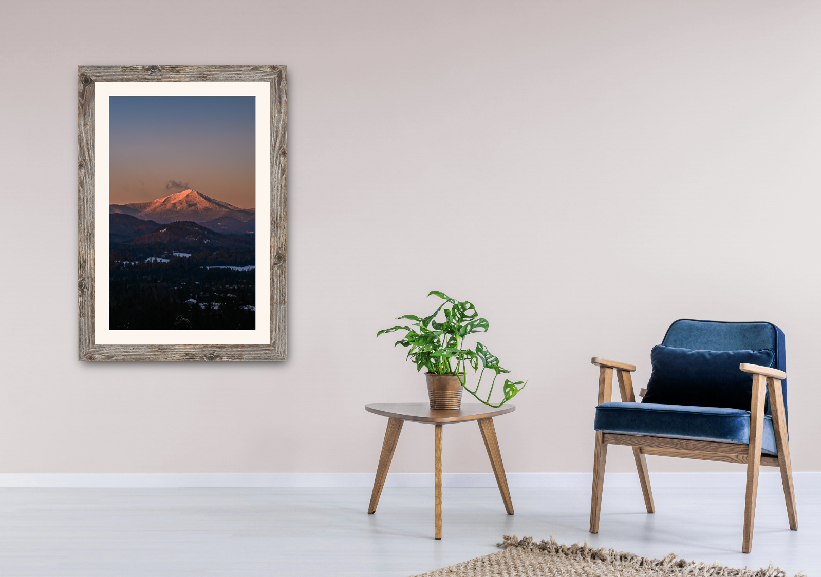 print of a sunset over lake placid