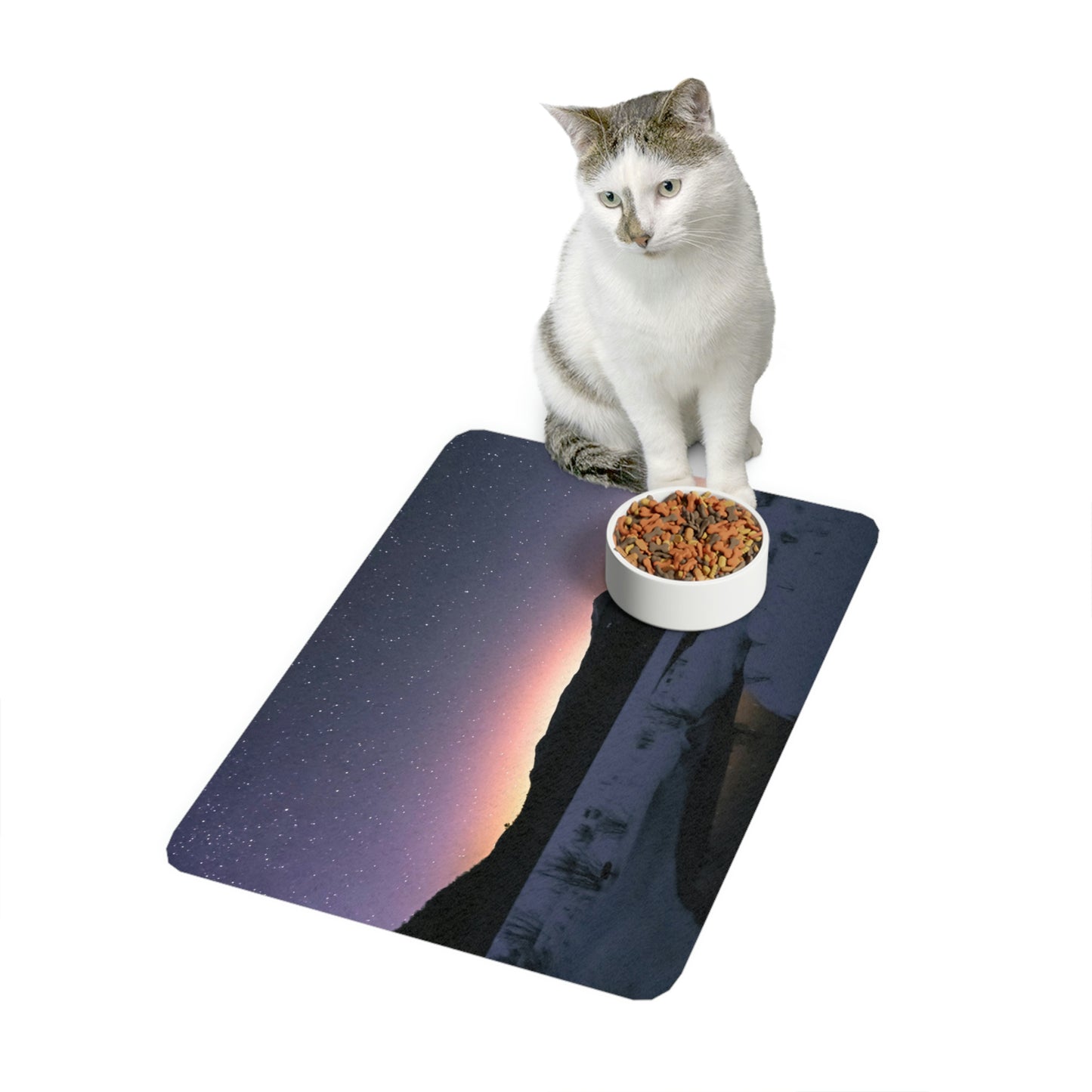 Pet Food Mat - Starlit Aurora over Whiteface Mt.