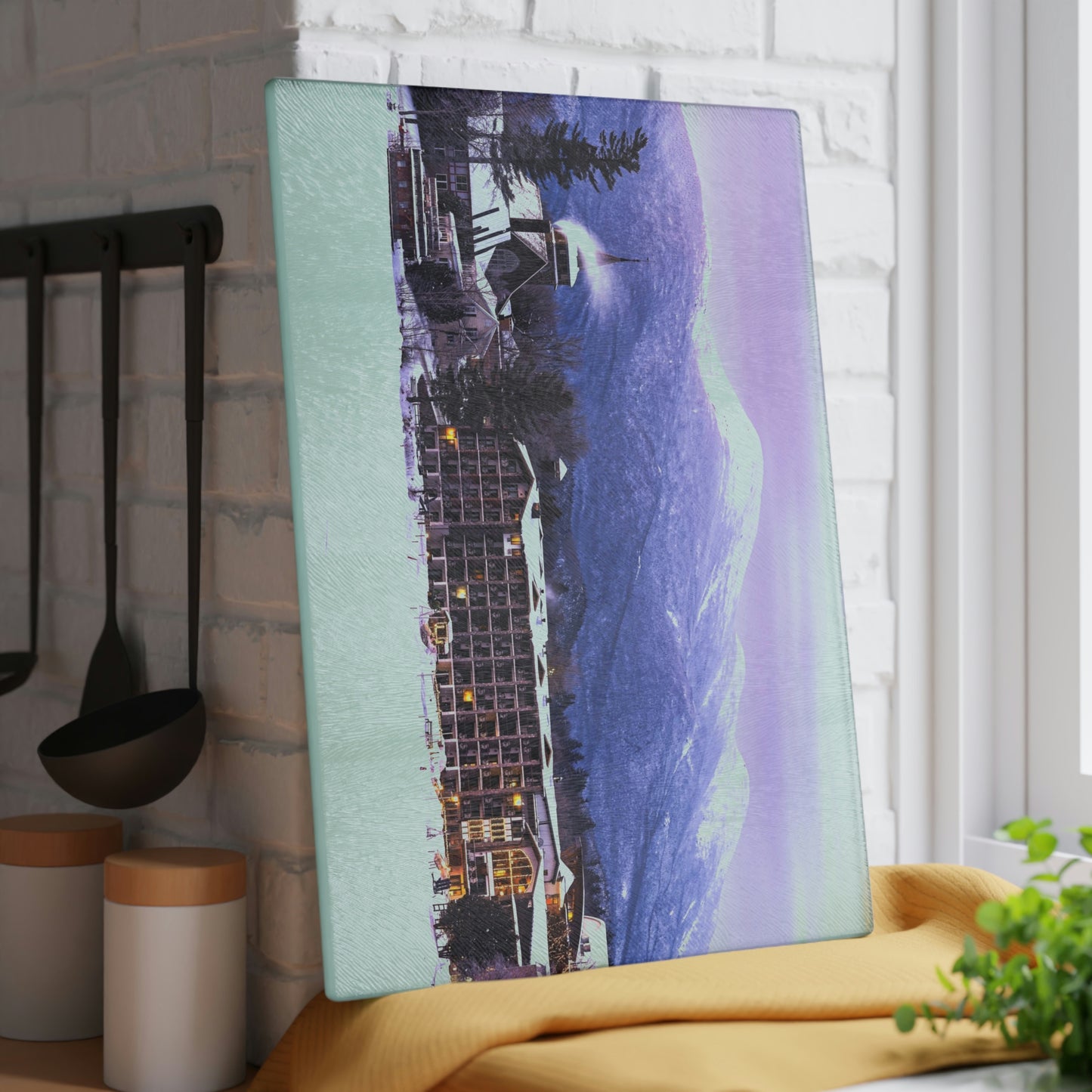 Glass Cutting Board - Frozen in Time, Mirror Lake