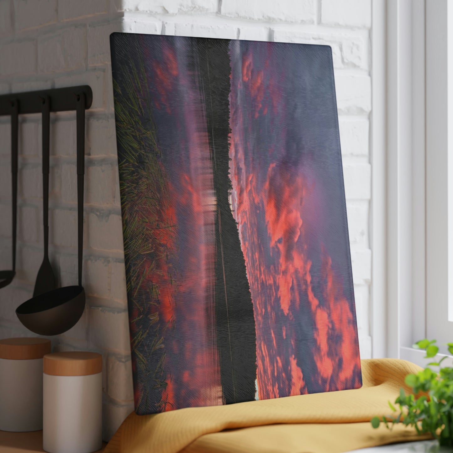 Glass Cutting Board - Reflections of Summer, Colby Lake
