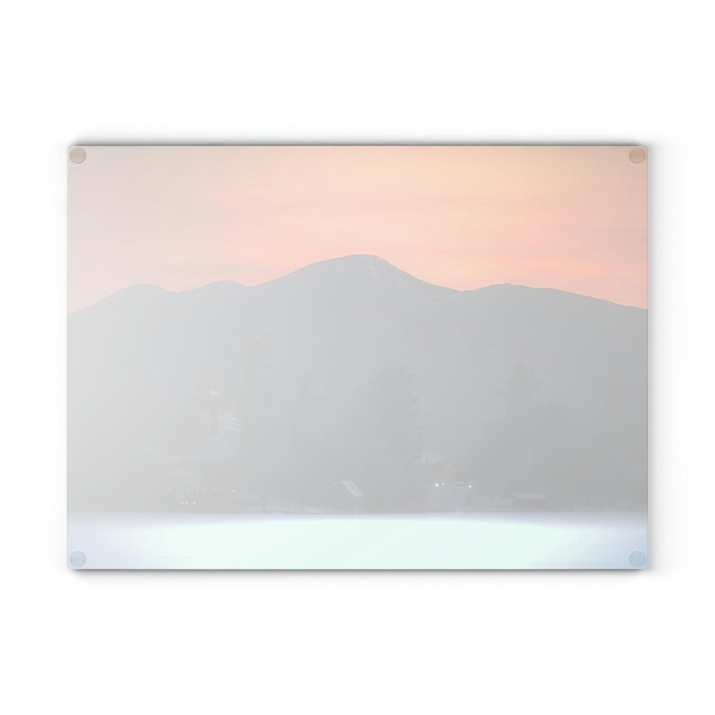 Glass Cutting Board - Mirror Lake Winter Sunrise