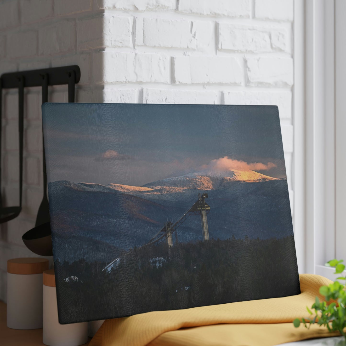 Glass Cutting Board - Olympic Ski Jumps, Lake Placid