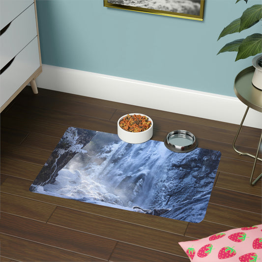 Pet Food Mat - Frozen Rainbow Falls