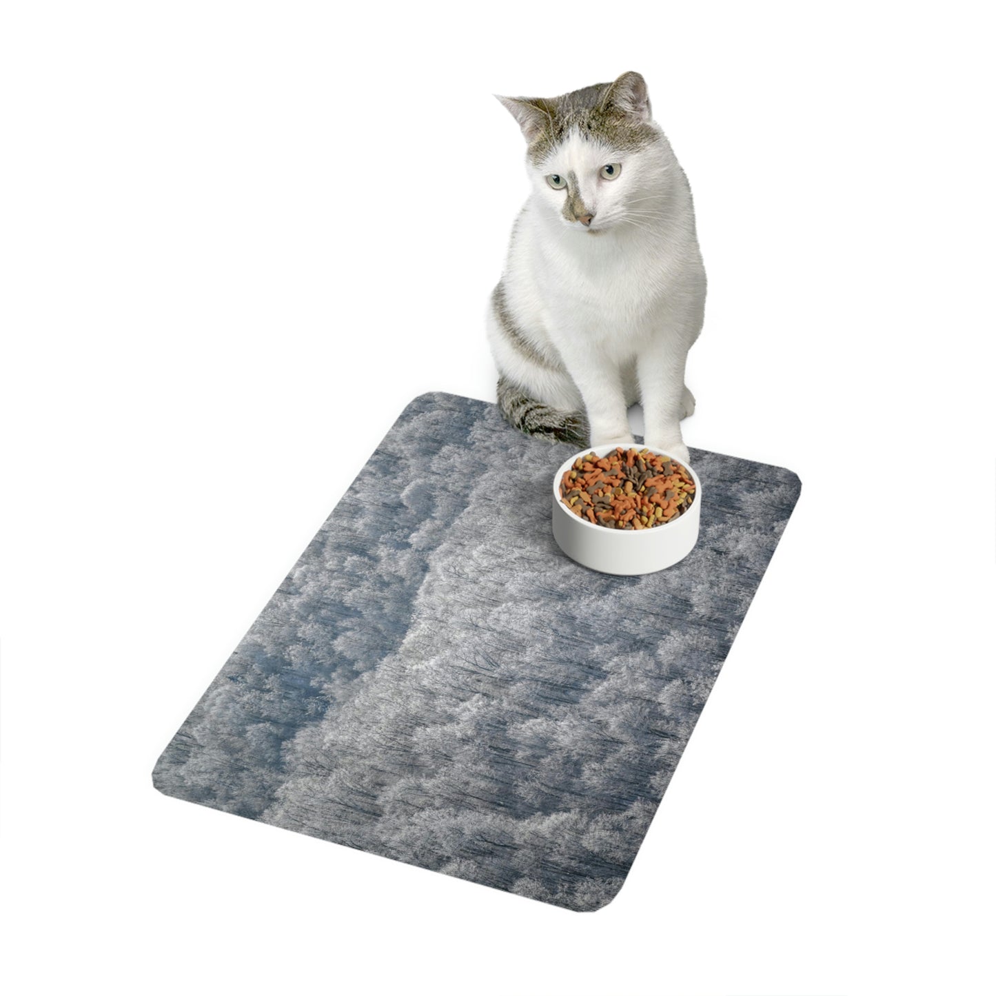 Pet Food Mat - Frozen Trees