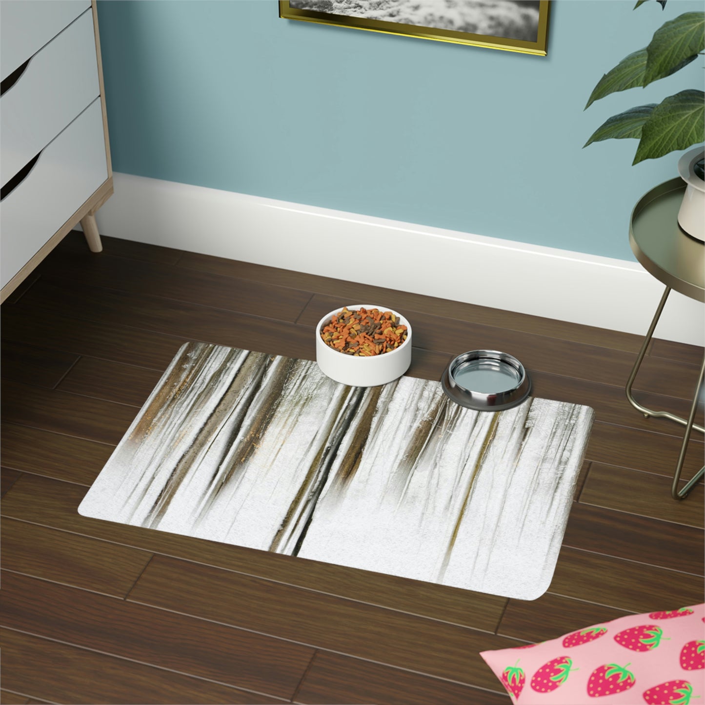 Pet Food Mat - Abstract Winter Woods