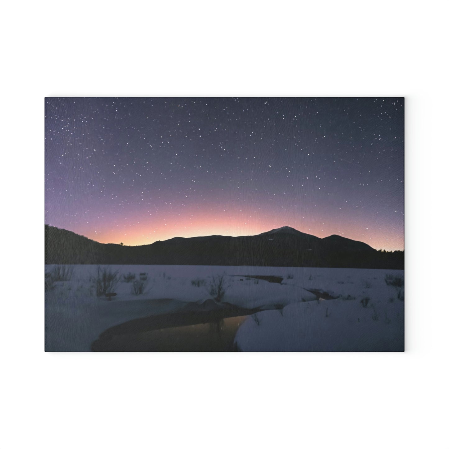 Glass Cutting Board - Starlit Aurora over Whiteface Mt.