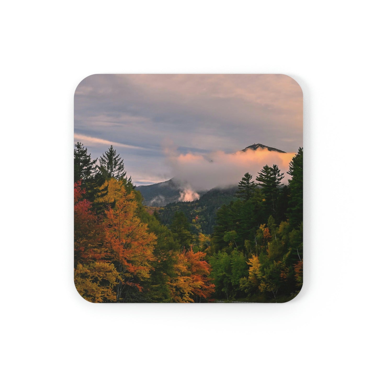 Cork Back Coaster - Autumn Morning from the Ausable River